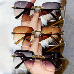 3-piece frameless edge cut shiny glasses with glass reflective gradient lenses for anti reflection