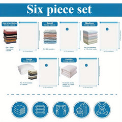 5 vacuum storage bags (2 large/2 medium/1 oversized) including manual pump