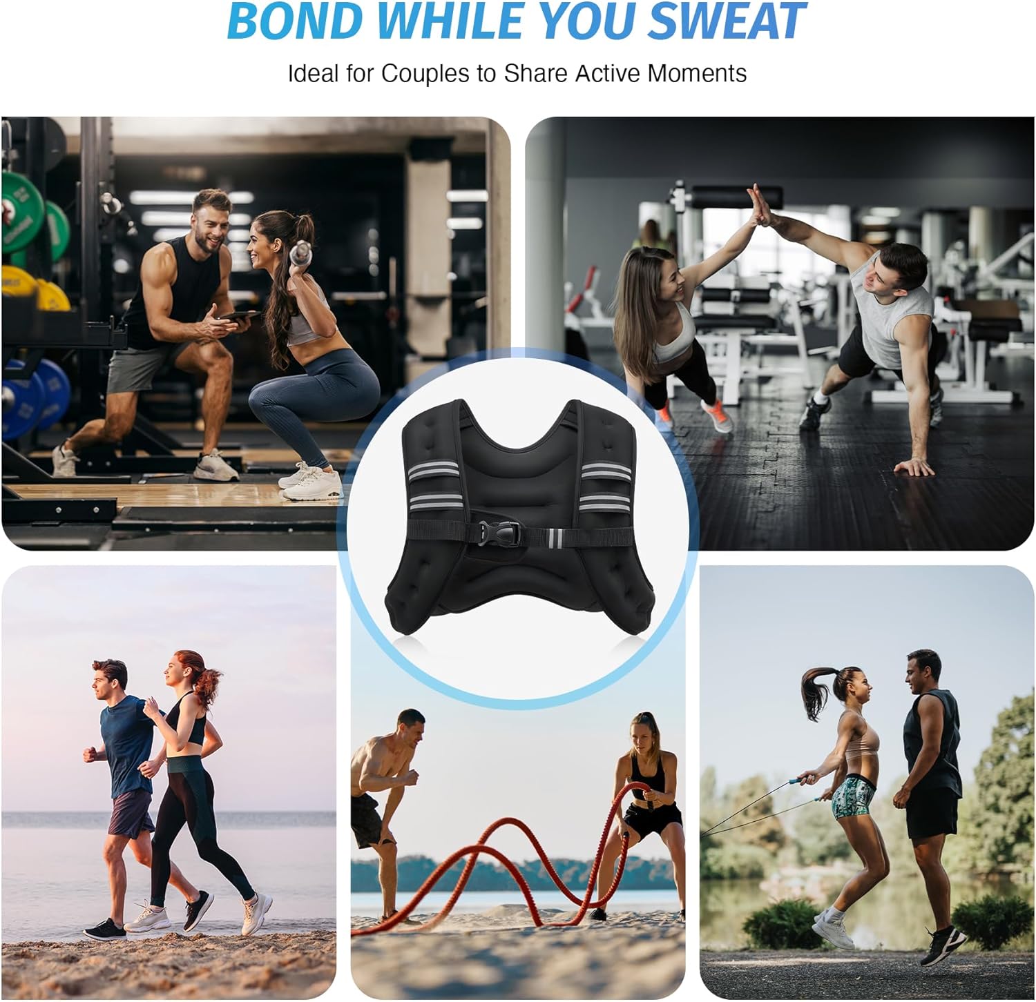 12lb Weighted Vest w/ Reflective Stripe for Workout, Running & Strength Training