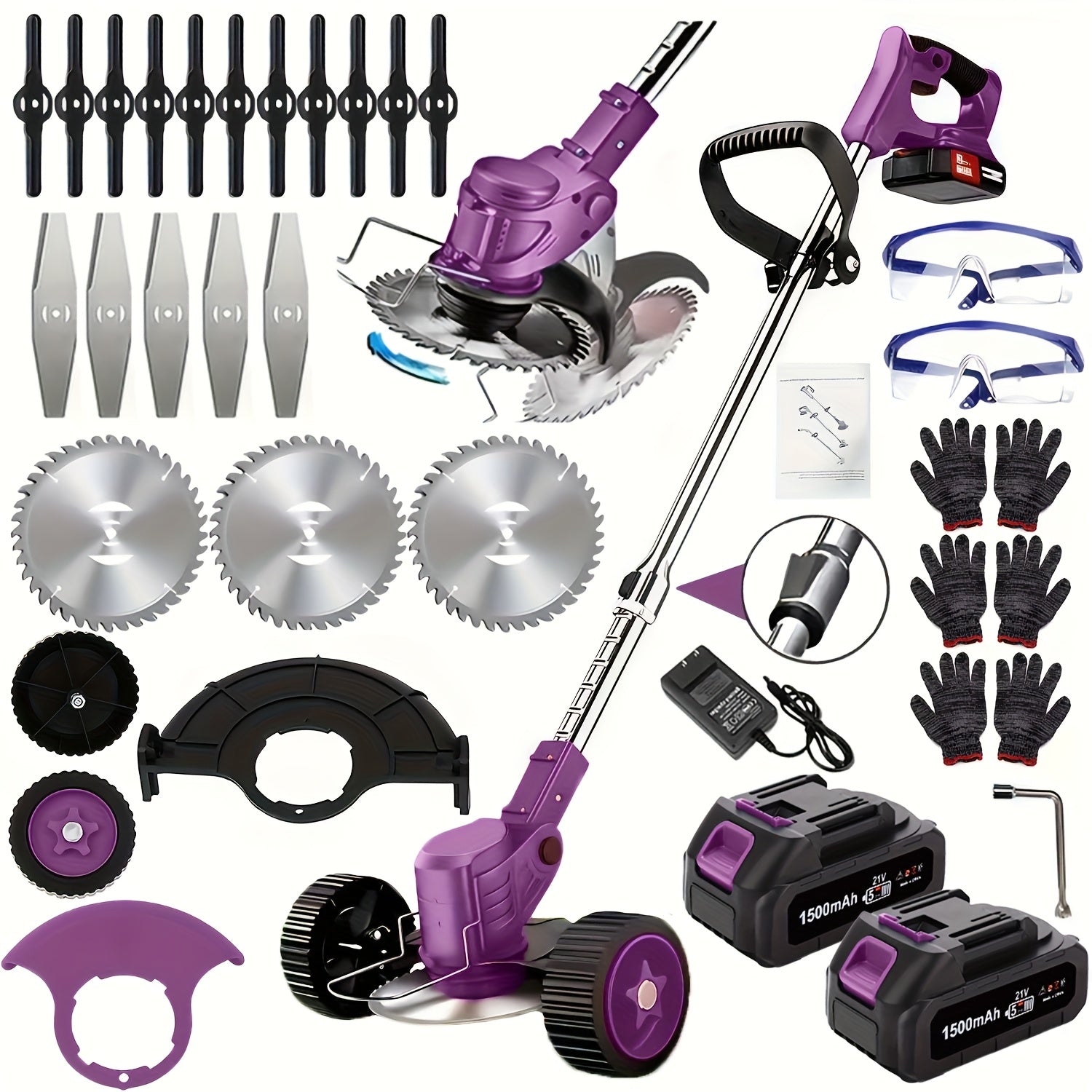 Cordless Electric Lawn Mower - Portable for Garden Yard, 3 Blades & 2 Batteries, High Power - Father's Day Gift for Dad/Husband