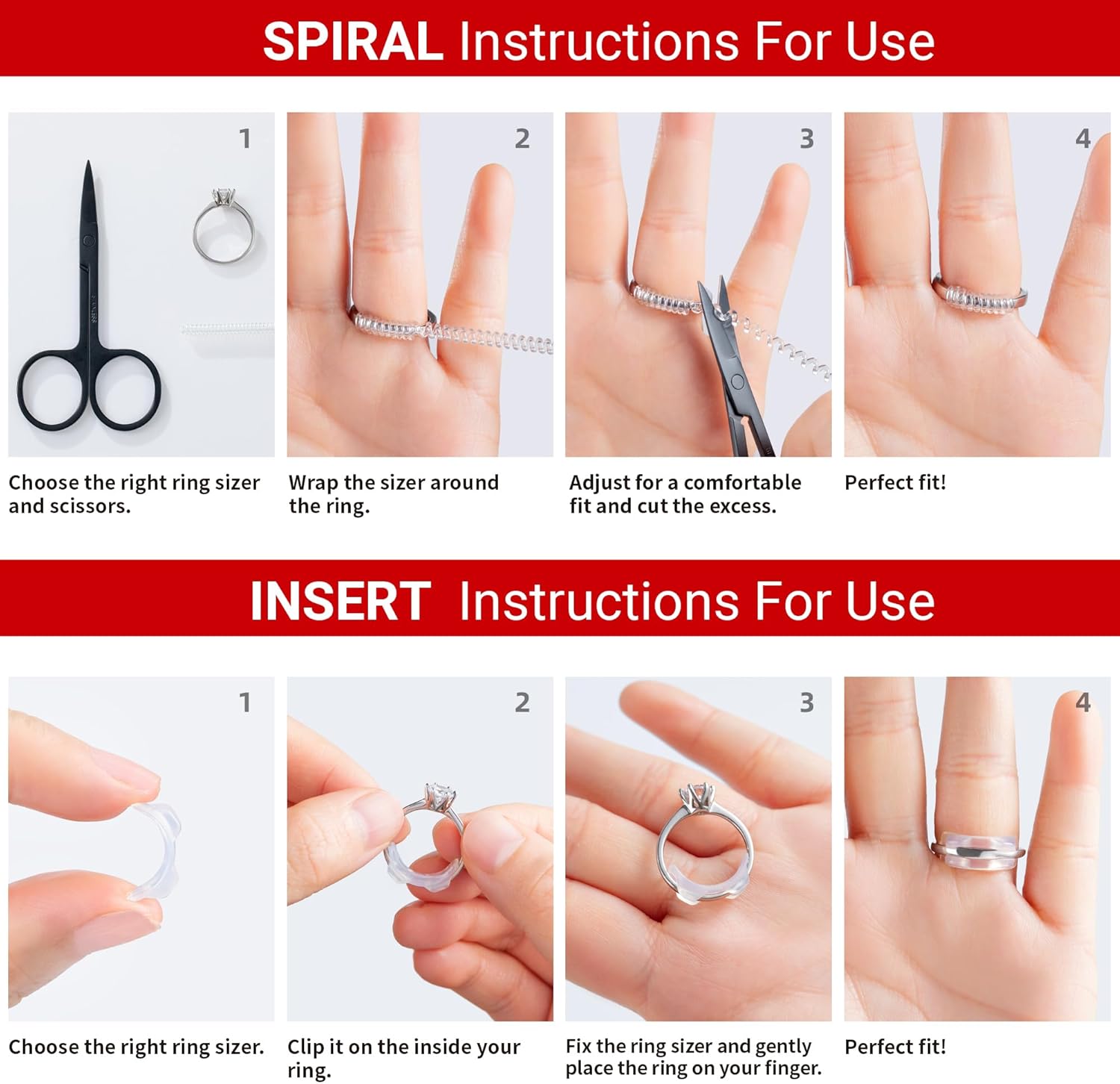 14 Sizes Ring Sizer Adjuster for Loose Rings Silicone Ring Guards Invisible Ring Spacers Fitter for Women and Men