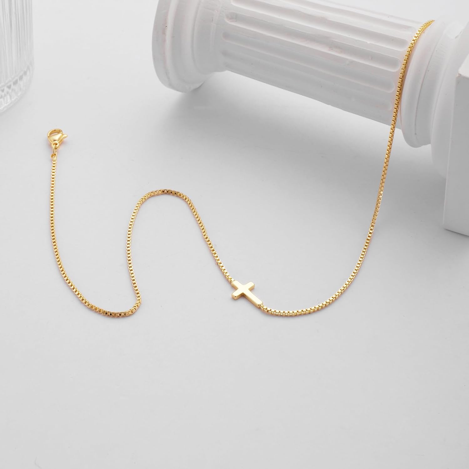 Cross Necklace for Women 14K Real Gold Silver Plated Dainty Pendant ChokerCross Charm Chain Necklace Faith Jewelry