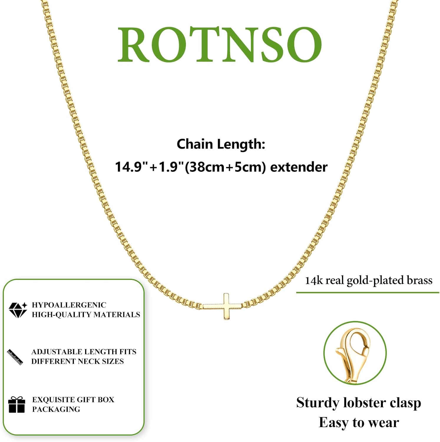 Cross Necklace for Women 14K Real Gold Silver Plated Dainty Pendant ChokerCross Charm Chain Necklace Faith Jewelry