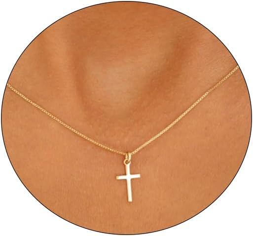 Cross Necklace for Women 14K Real Gold Silver Plated Dainty Pendant ChokerCross Charm Chain Necklace Faith Jewelry