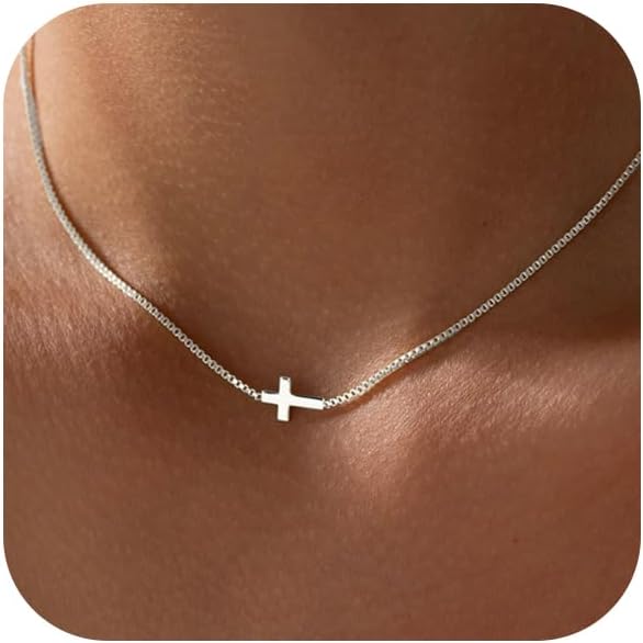 Cross Necklace for Women 14K Real Gold Silver Plated Dainty Pendant ChokerCross Charm Chain Necklace Faith Jewelry