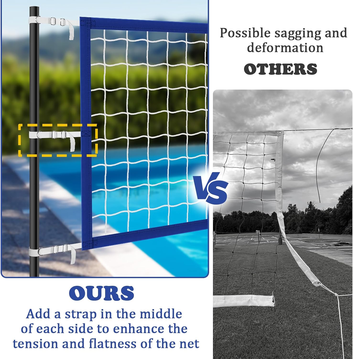 Upgraded 15x3ft Inground Pool Volleyball Net, Thick Borders, Metal Buckles, Adult & Family, 2025 Summer Party Gift