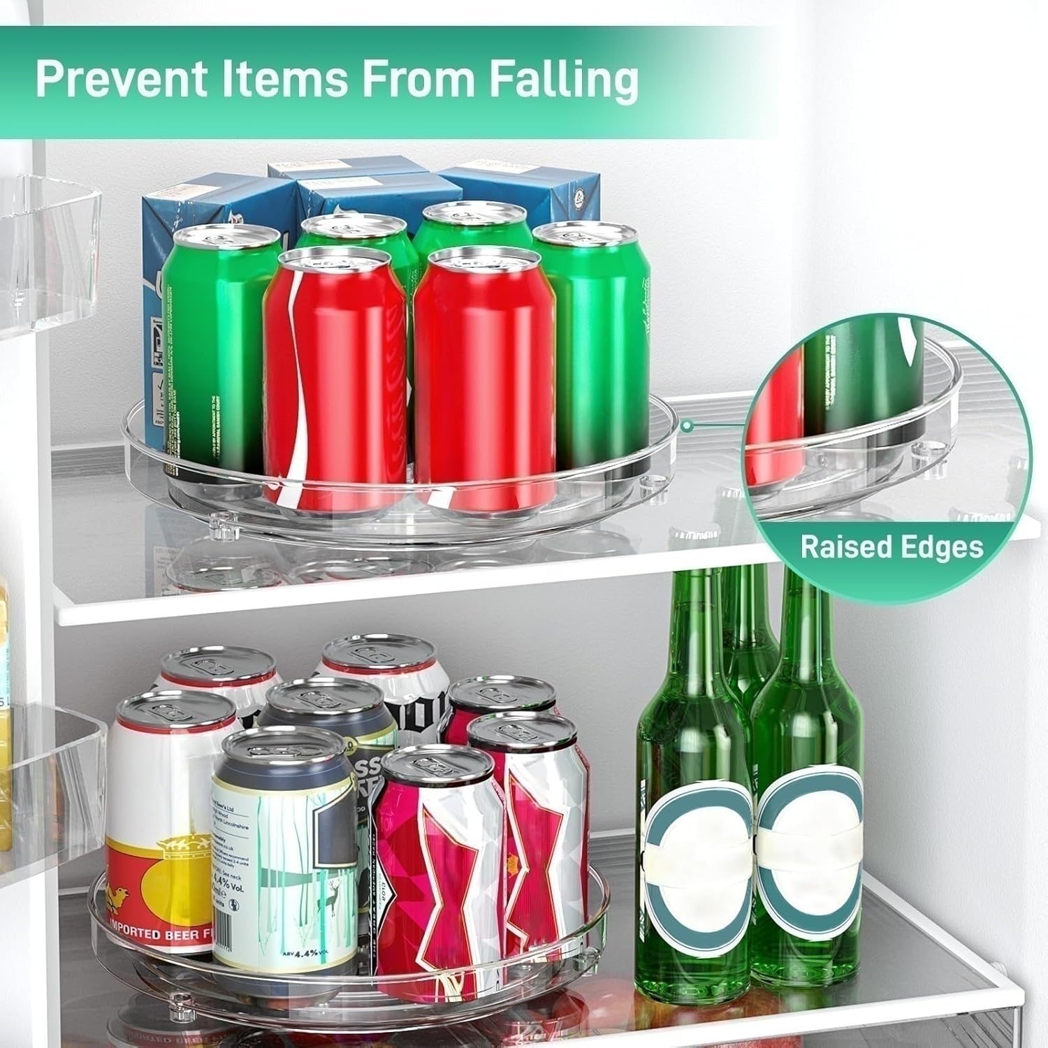 2-Pack 9.5" 10.5" 11" Lazy Susan Turntable - Non-Skid Fridge & Cabinet Organizer