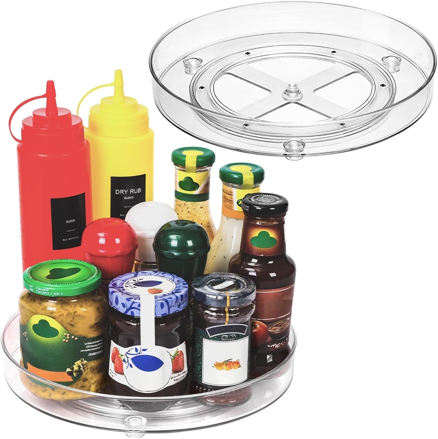 2-Pack 9.5" 10.5" 11" Lazy Susan Turntable - Non-Skid Fridge & Cabinet Organizer