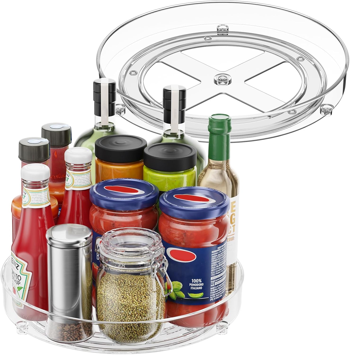 2-Pack 9.5" 10.5" 11" Lazy Susan Turntable - Non-Skid Fridge & Cabinet Organizer