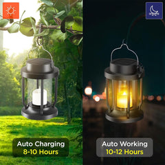 2-Pack Solar Lanterns: Weatherproof Garden Decor w/ Flickering Flame - Father’s Day Gift
