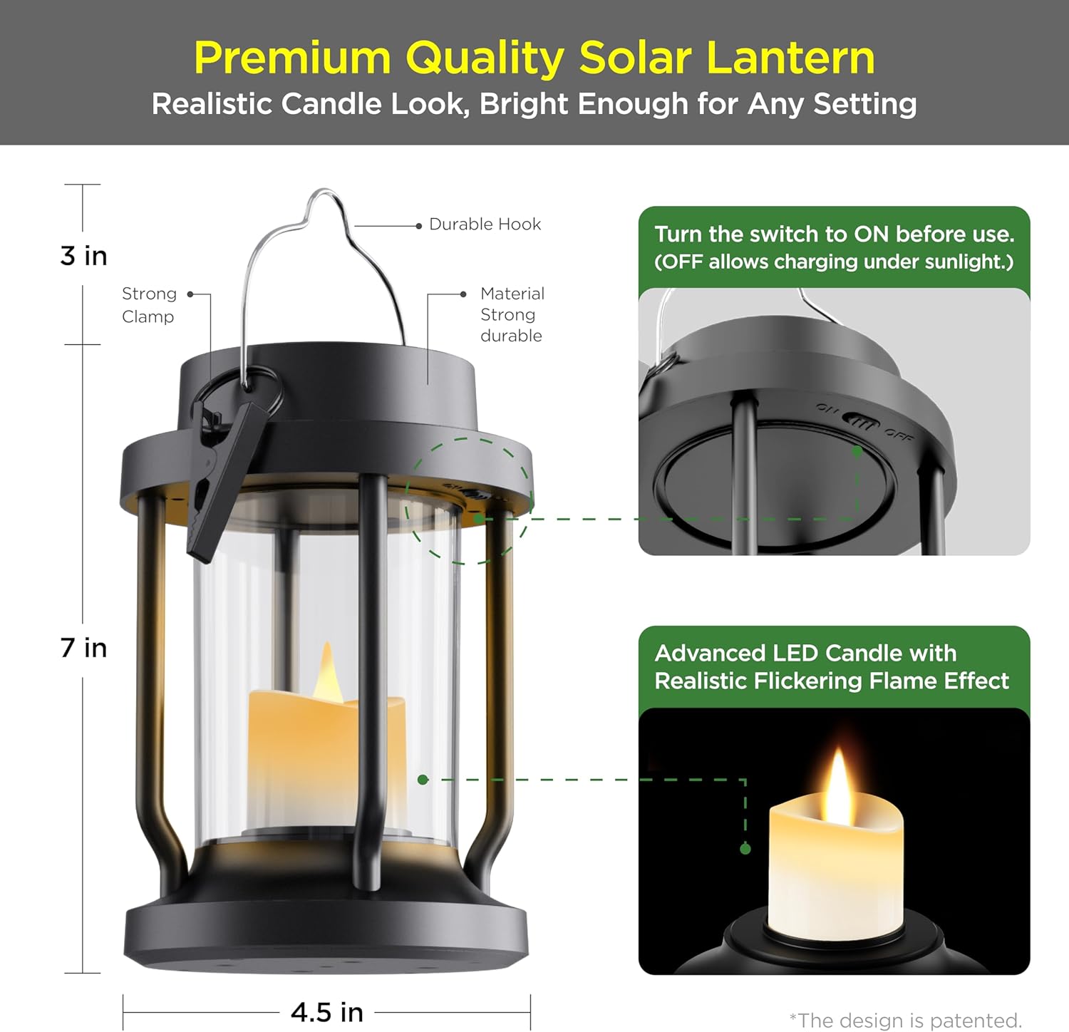 2-Pack Solar Lanterns: Weatherproof Garden Decor w/ Flickering Flame - Father’s Day Gift