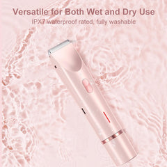2-in-1 IPX7 Waterproof Body Shaver & Bikini Trimmer - Detachable Head Cordless for Smooth Legs