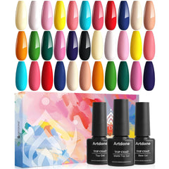 20 PCS Gel Nail Polish Kit Solid Colour Include Glossy & Matte Top Coat and Base Coat Soak Off  For NAIL ART