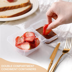20Pcs Reusable Snack Containers, Double Compartment Portion Control Boxes for On-the-Go Meals & Camping