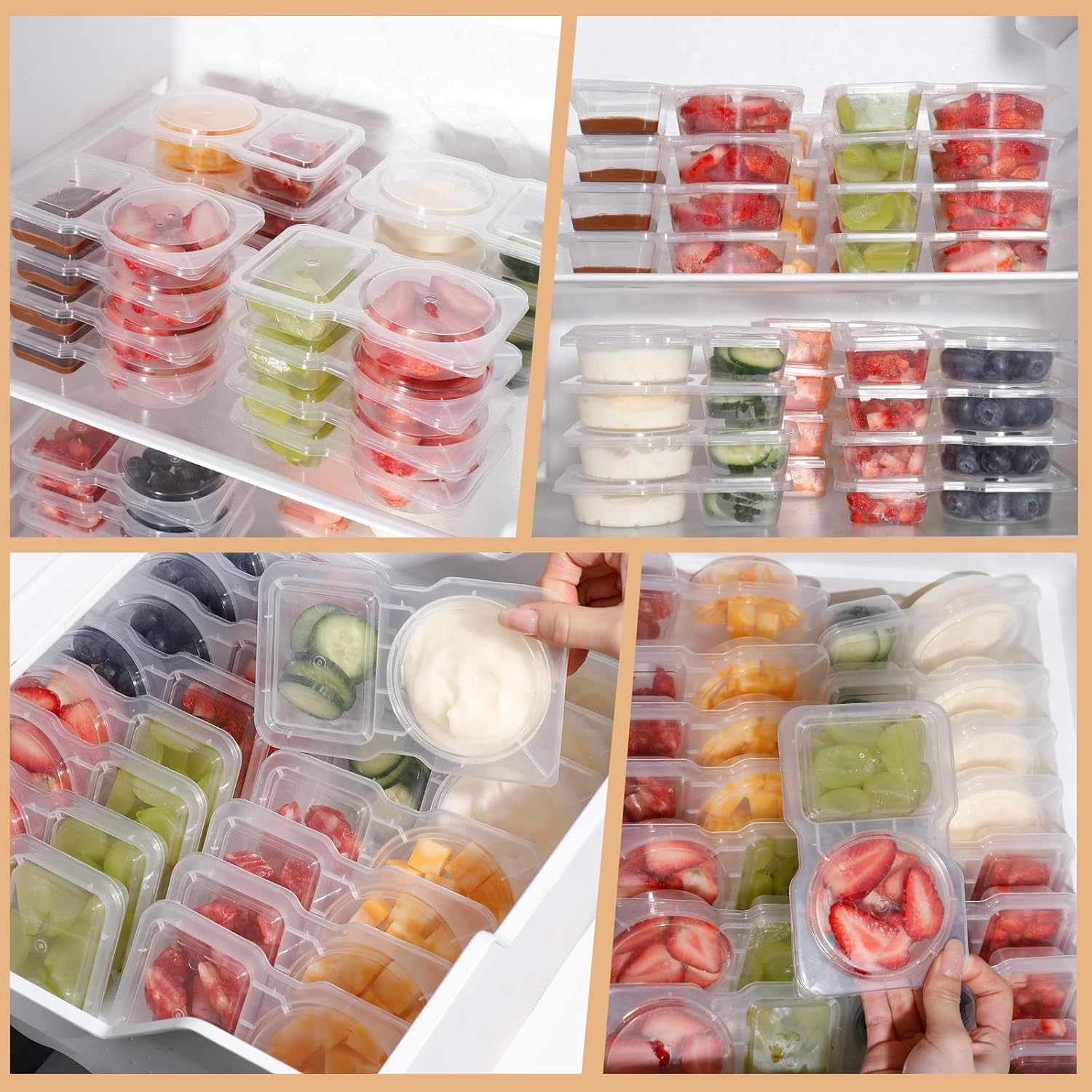 20Pcs Reusable Snack Containers, Double Compartment Portion Control Boxes for On-the-Go Meals & Camping