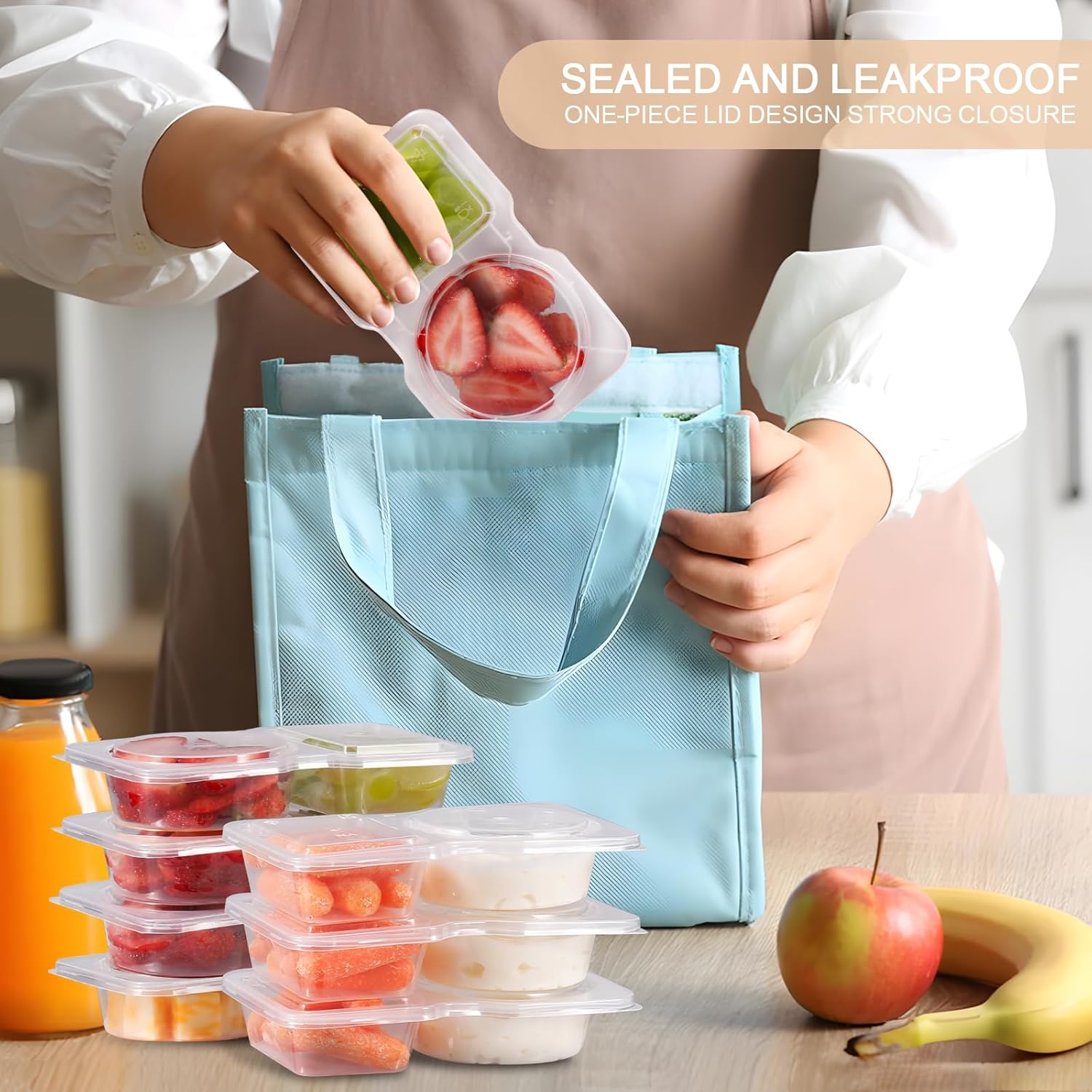 20Pcs Reusable Snack Containers, Double Compartment Portion Control Boxes for On-the-Go Meals & Camping