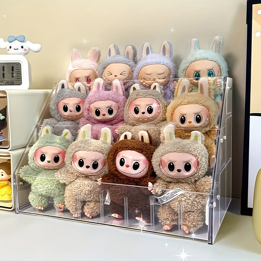 LABUBU Acrylic Display Case - Adjustable Transparent Organizer for Plush Doll Collection