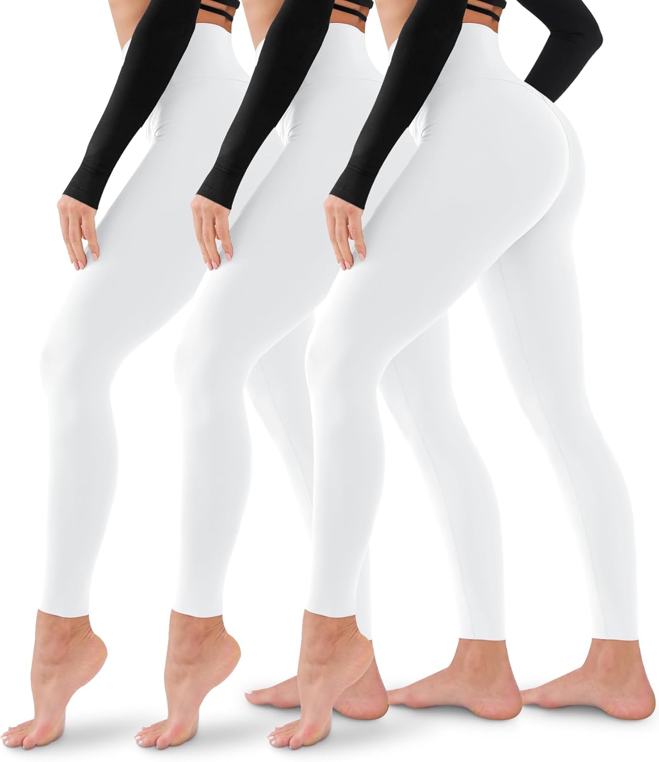 Leggings para mujer, paquete de 3, sin transparencias, de cintura alta, con control del abdomen, para yoga, entrenamiento, correr 