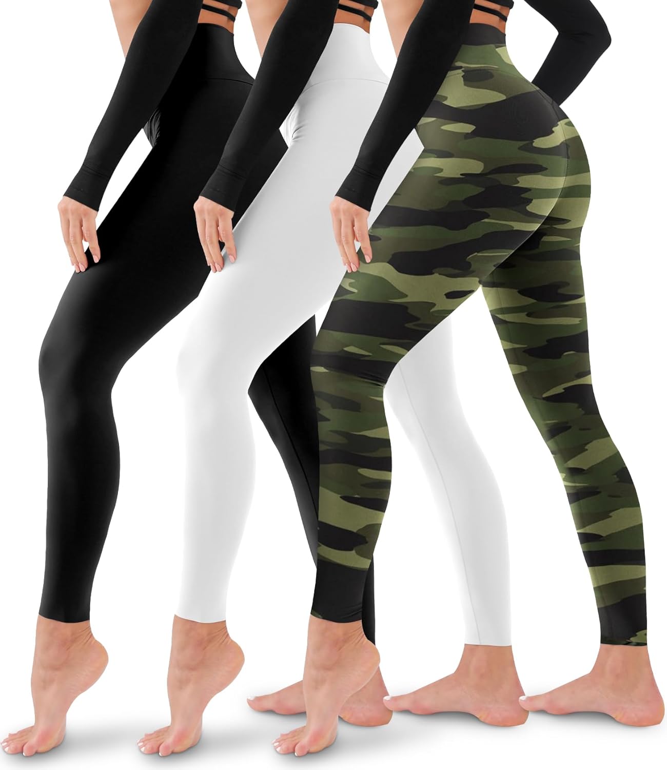 Leggings para mujer, paquete de 3, sin transparencias, de cintura alta, con control del abdomen, para yoga, entrenamiento, correr 