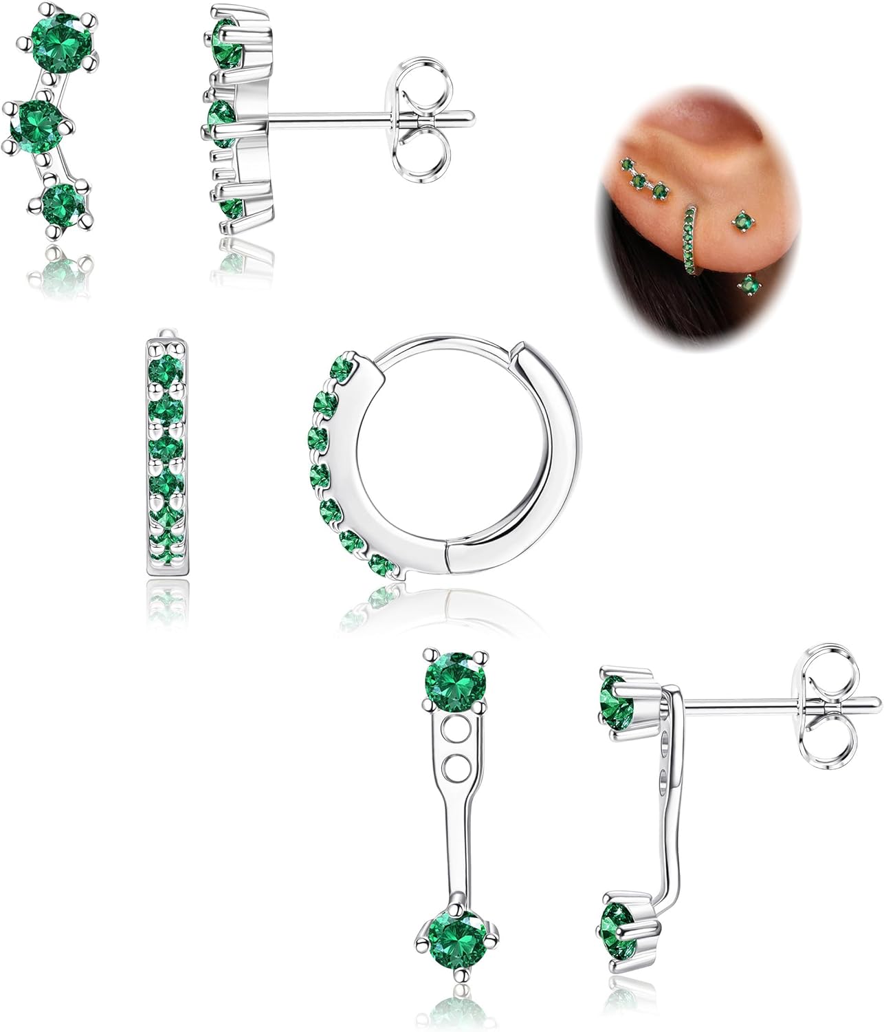 3 Pairs 925 Sterling Silver Hypoallergenic Earrings Set for Multiple Piercing Dainty Small Hoop Earrings Jewelry Gifts for Women