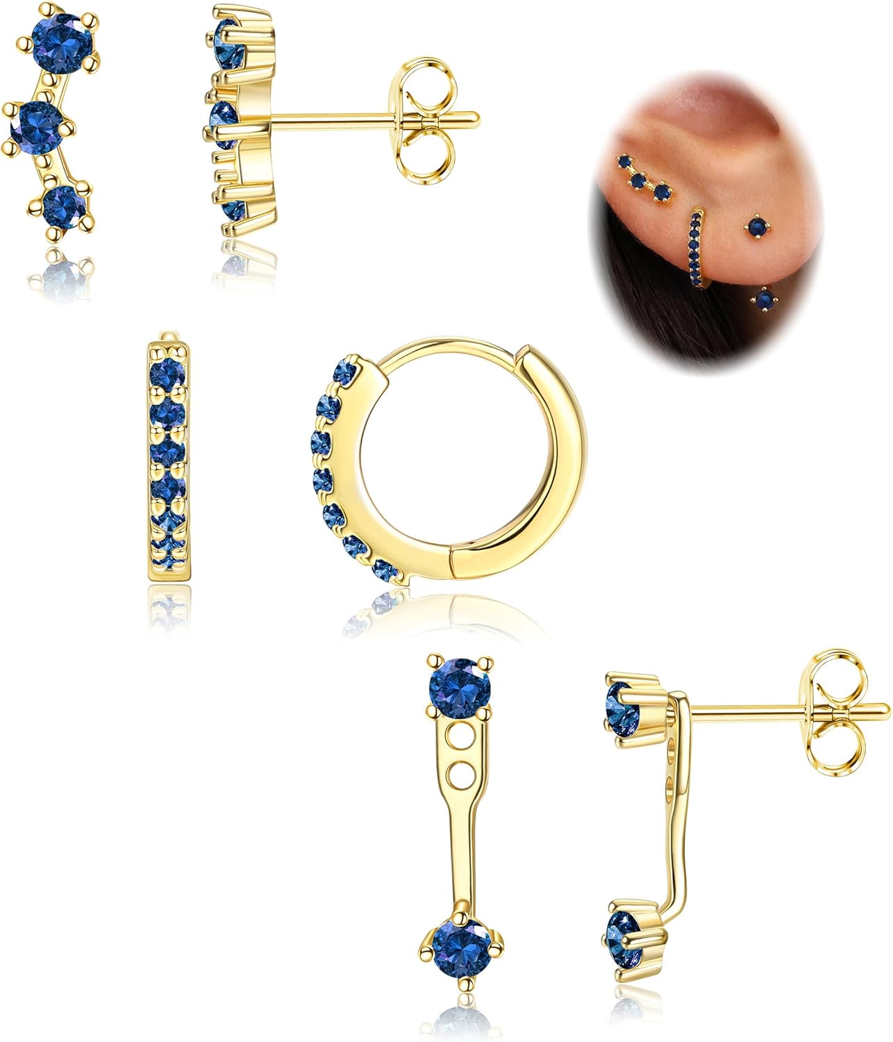 3 Pairs 925 Sterling Silver Hypoallergenic Earrings Set for Multiple Piercing Dainty Small Hoop Earrings Jewelry Gifts for Women