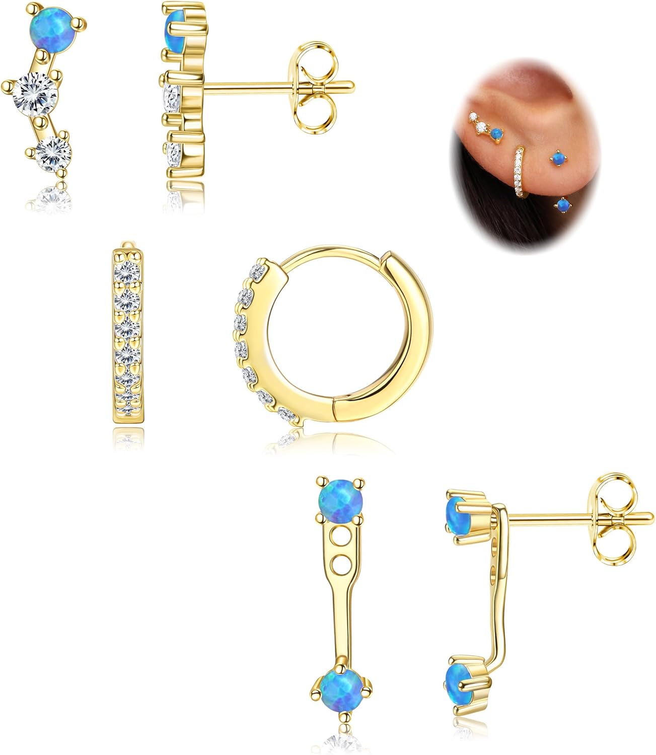 3 Pairs 925 Sterling Silver Hypoallergenic Earrings Set for Multiple Piercing Dainty Small Hoop Earrings Jewelry Gifts for Women