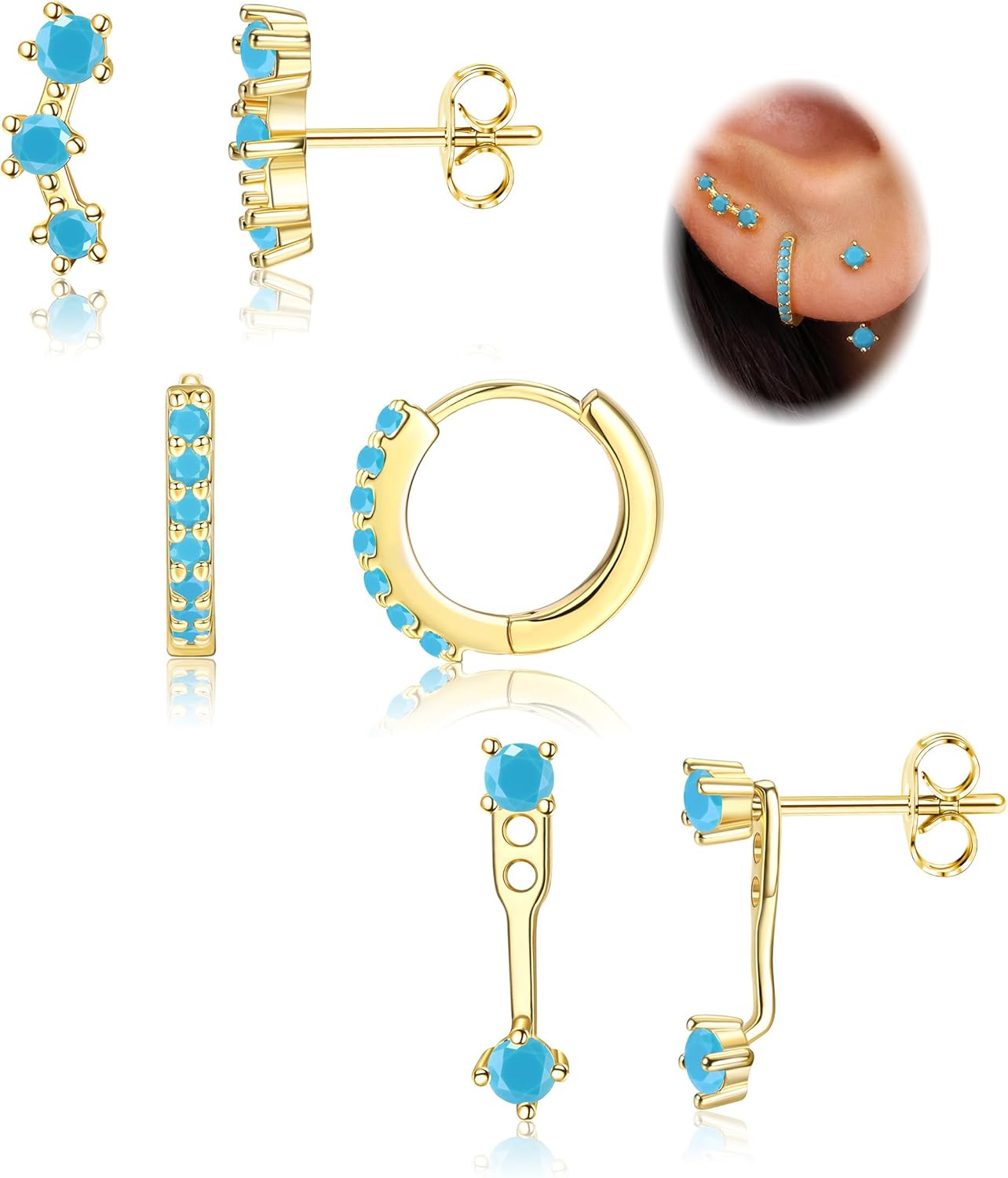 3 Pairs 925 Sterling Silver Hypoallergenic Earrings Set for Multiple Piercing Dainty Small Hoop Earrings Jewelry Gifts for Women