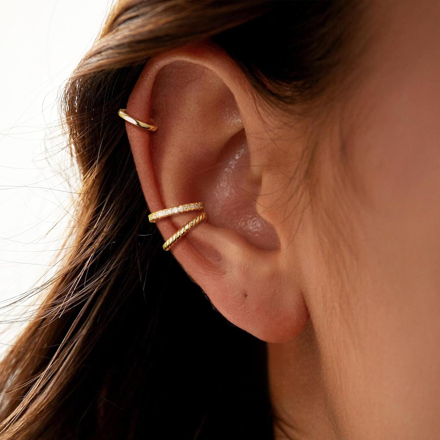 3 pieces/set Ear Cuffs Non-Piercing for Women 14K Gold Plated/Sterling Silver Earring Jewelry Gift