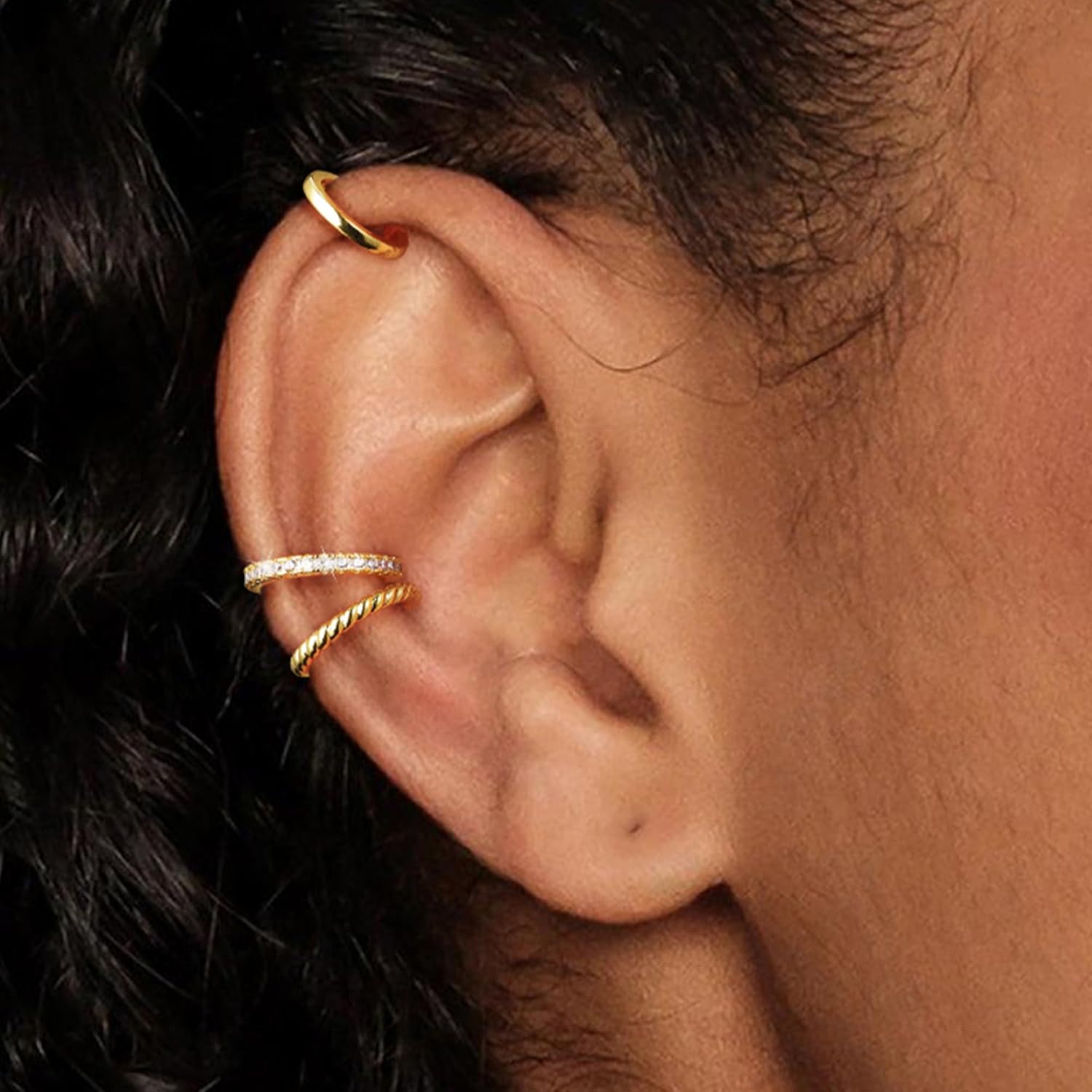 3 pieces/set Ear Cuffs Non-Piercing for Women 14K Gold Plated/Sterling Silver Earring Jewelry Gift