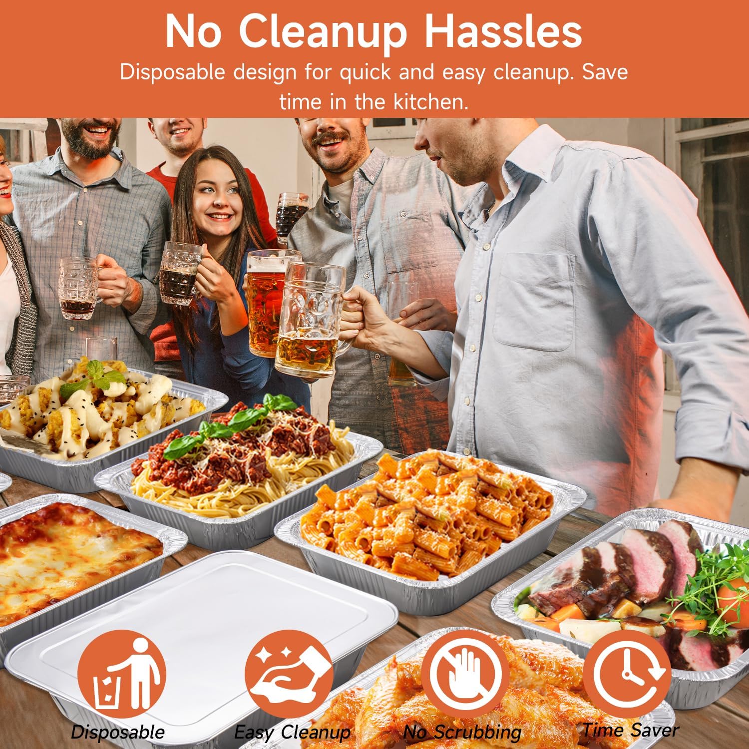 30-Pack 9x13 Inch Heavy Duty Aluminum Foil Pans - Disposable Half-Size for Cooking, Freezing & Storage