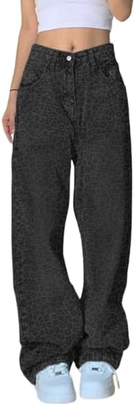 EMMIOL Jeans de mezclilla para mujer, pantalones vaqueros de pierna ancha, pantalones vaqueros holgados de cintura baja para mujer, pantalones vaqueros holgados tipo boyfriend, pantalones vaqueros Y2K 90S 