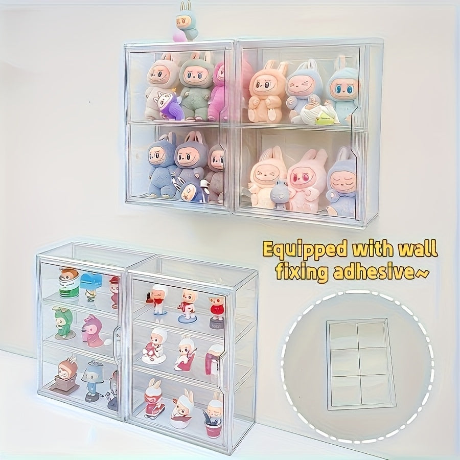 1pc Wall-Mounted Acrylic Display Case - Dustproof, for Bubble Shops & LABUBU Dolls. Modern & Durable, Showcase for Collectors
