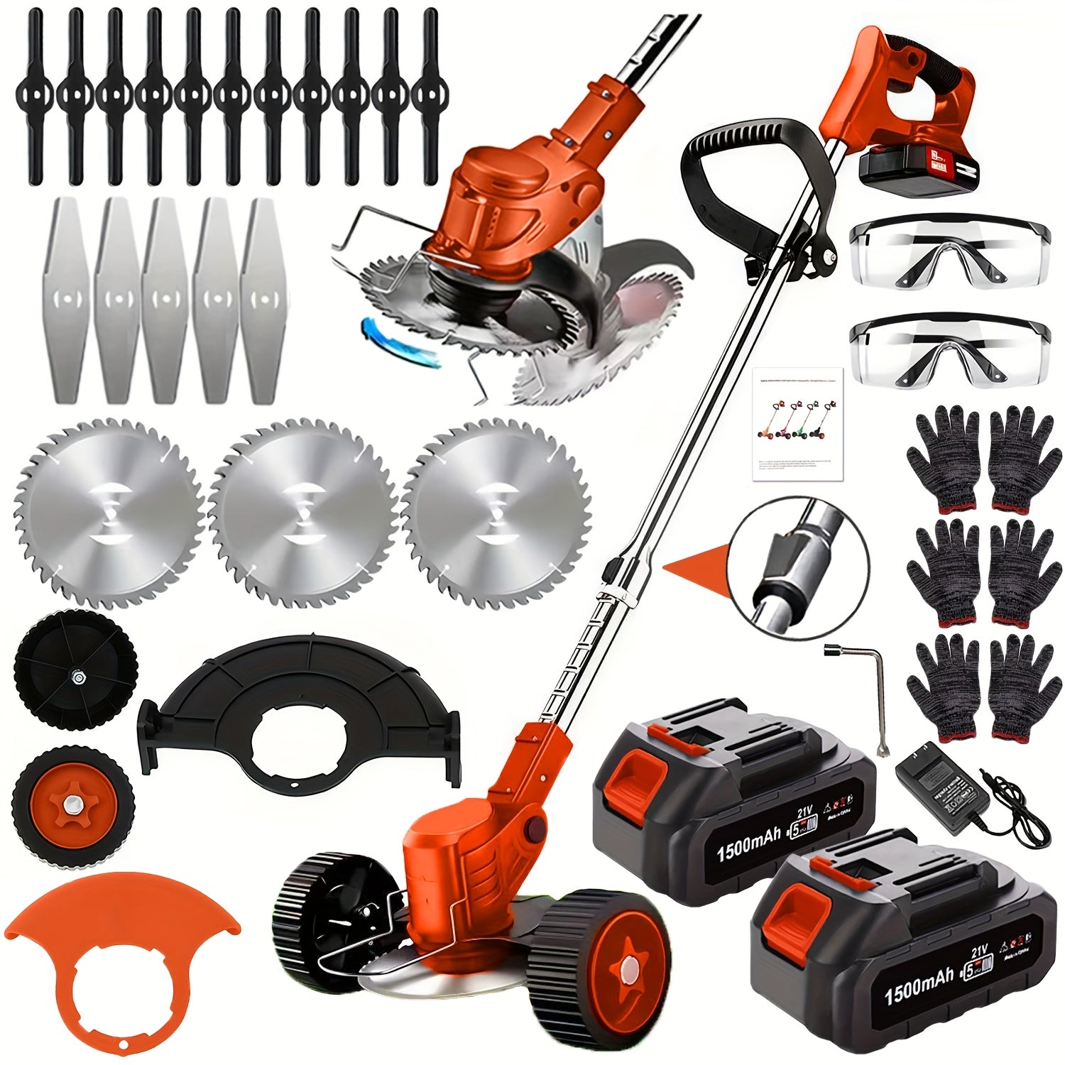 Cordless Electric Lawn Mower - Portable for Garden Yard, 3 Blades & 2 Batteries, High Power - Father's Day Gift for Dad/Husband