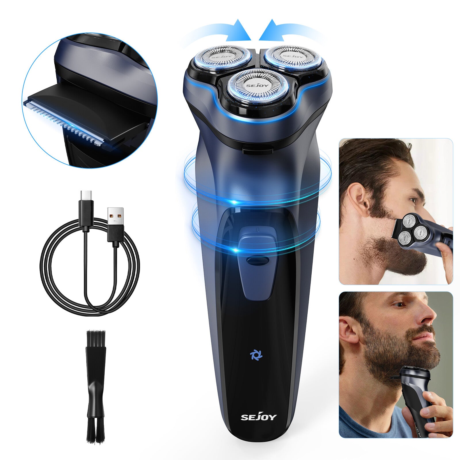 3D Men's Electric Shaver Cordless Shaver with Pop-up Trimmer-