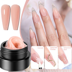 3D Non-Sticky Nail Extension Gel – Nude & Gem-Sculpture Formula for Pattern Carving & Decoration Design