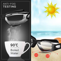 4 Pieces Swim Goggles No Leaking with Nose Clip, Earplugs, Swim Cap and Case for Men Women