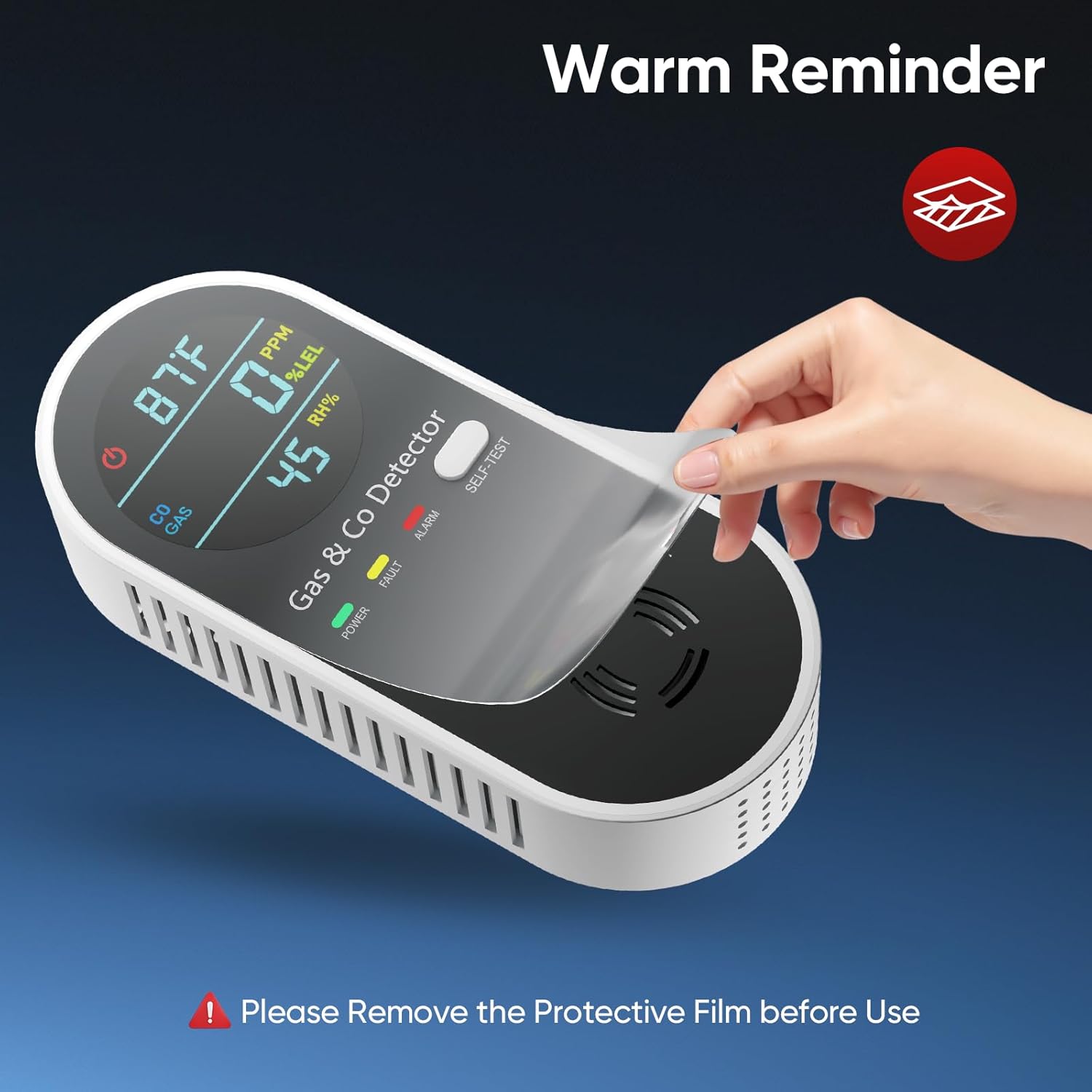 4-in-1 Upgraded Gas & CO Detector, Dual-Sensor Plug-In with Temp/Humidity Monitoring for Home & RV - Black