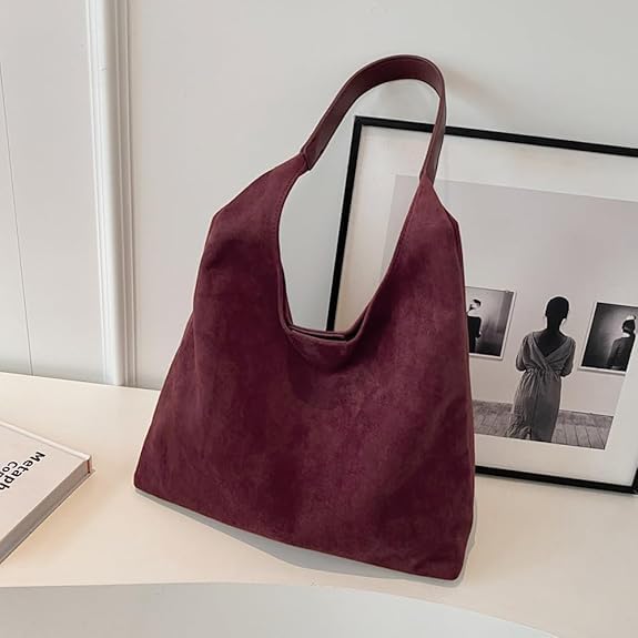 Bolso de gamuza para mujer, bolso estilo hobo, bolso holgado, bolso de mano de cuero de moda para la oficina 