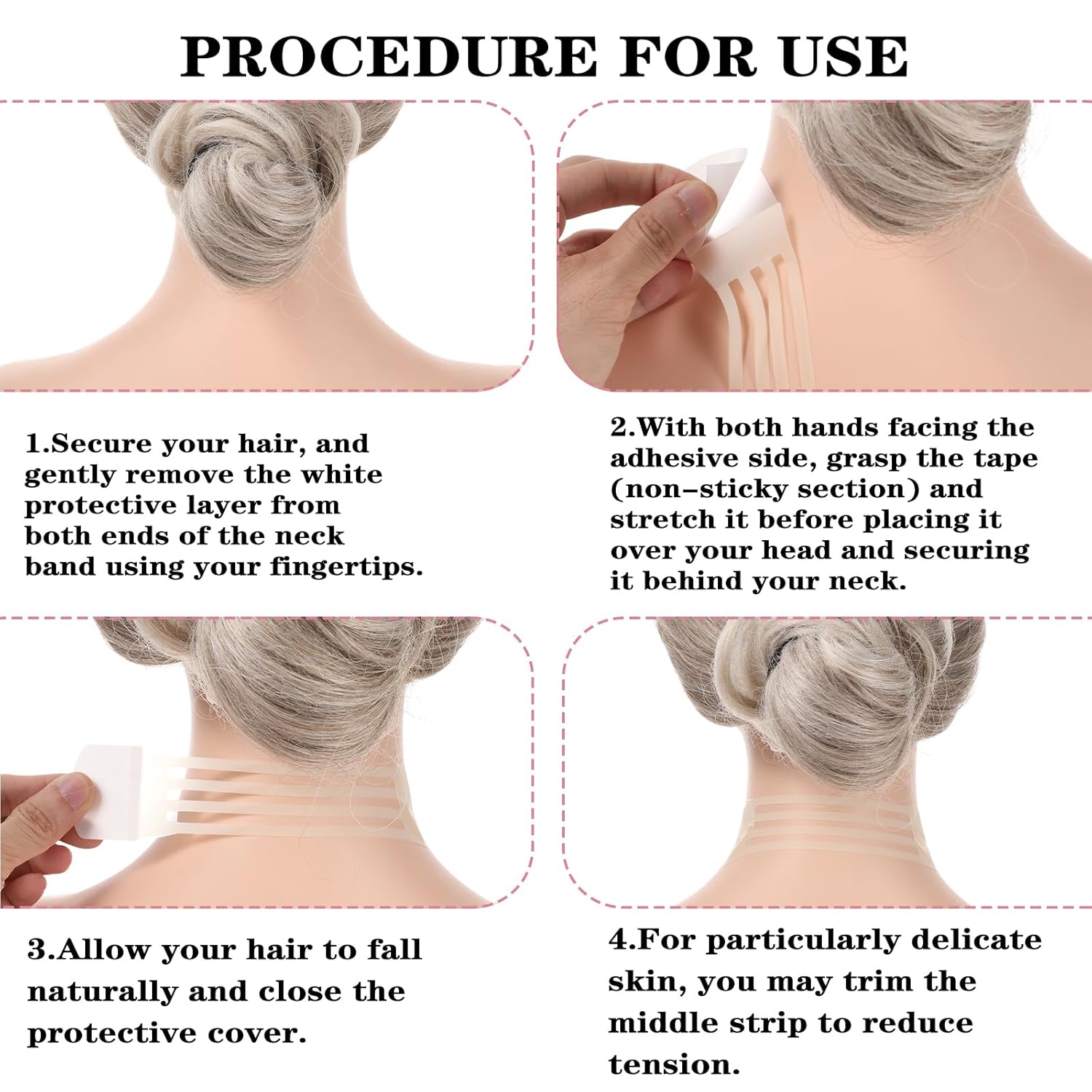 48-Piece Invisible Neck Tapes – Face Lift, 8 Skin Tones + 40 Replacements