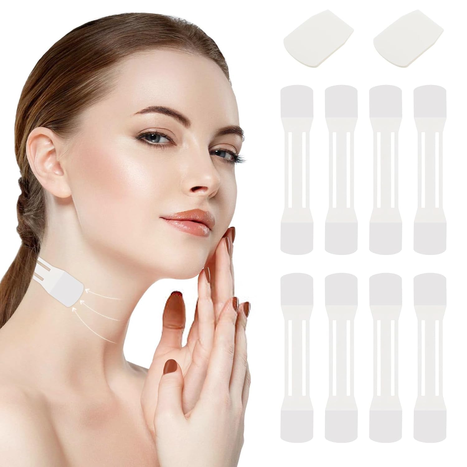 48-Piece Invisible Neck Tapes – Face Lift, 8 Skin Tones + 40 Replacements