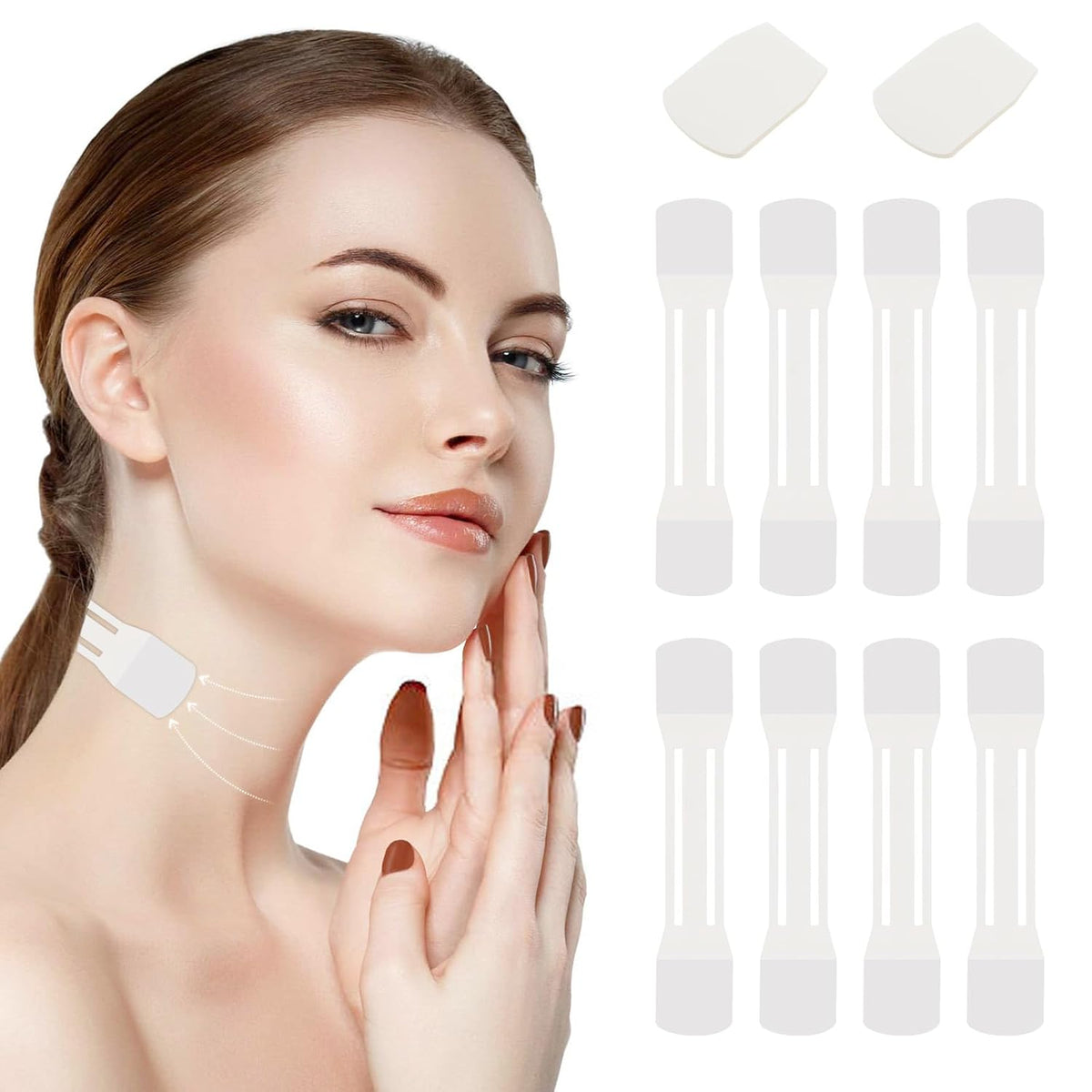 48-Piece Invisible Neck Tapes – Face Lift, 8 Skin Tones + 40 Replacements