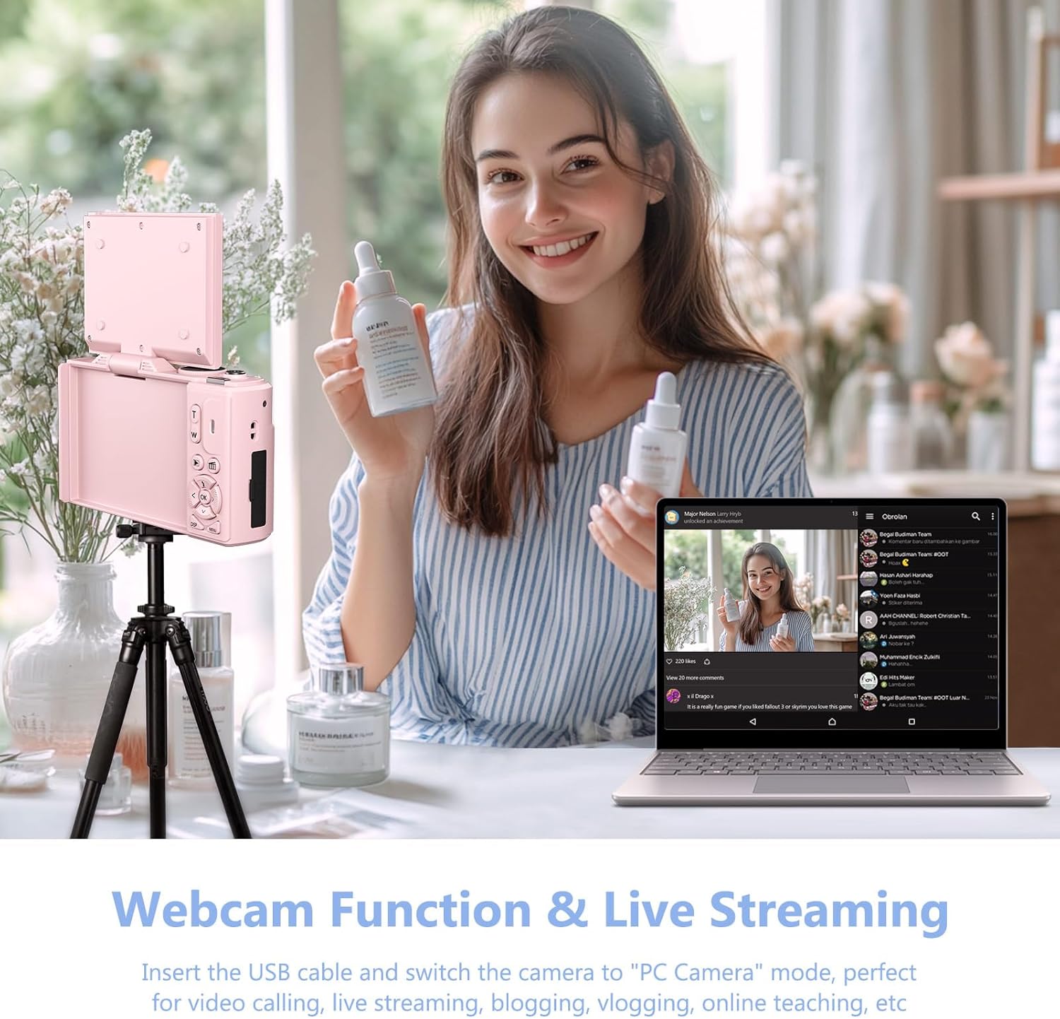 4K 64MP Vlogging Camera, 3" 180° Flip Screen, 18X Zoom, Point & Shoot, 32GB SD Card - Beginner-Friendly
