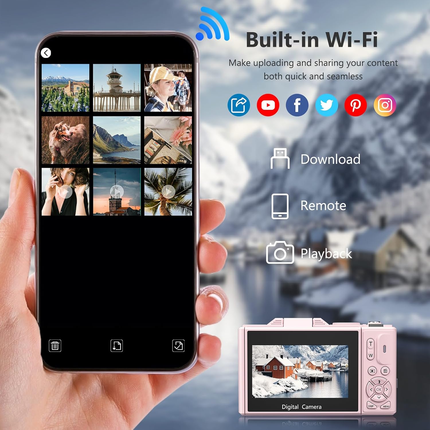 4K 64MP Vlogging Camera, 3" 180° Flip Screen, 18X Zoom, Point & Shoot, 32GB SD Card - Beginner-Friendly