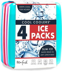 4packs Reusable & Long-Lasting Slim Ice Packs, Cold Packs for Lunch Boxes