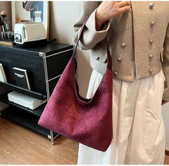 Bolso de gamuza para mujer, bolso estilo hobo, bolso holgado, bolso de mano de cuero de moda para la oficina 