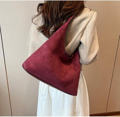 Bolso de gamuza para mujer, bolso estilo hobo, bolso holgado, bolso de mano de cuero de moda para la oficina 