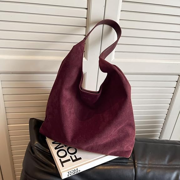 Bolso de gamuza para mujer, bolso estilo hobo, bolso holgado, bolso de mano de cuero de moda para la oficina 