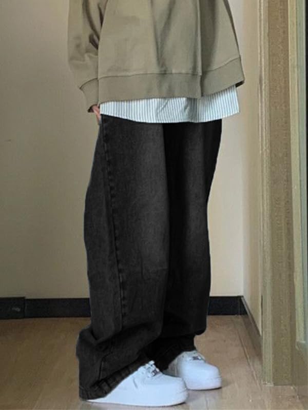 EMMIOL Jeans de mezclilla para mujer, pantalones vaqueros de pierna ancha, pantalones vaqueros holgados de cintura baja para mujer, pantalones vaqueros holgados tipo boyfriend, pantalones vaqueros Y2K 90S 