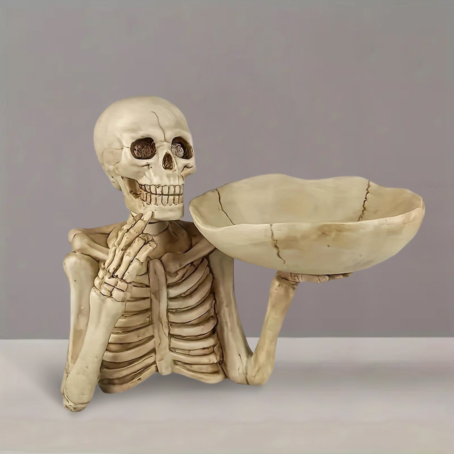 Resin Skull Plate Decor - Complex Design, Indoor/Outdoor, Festive Prop & Gift, No Electricity Needed, Halloween Decoration