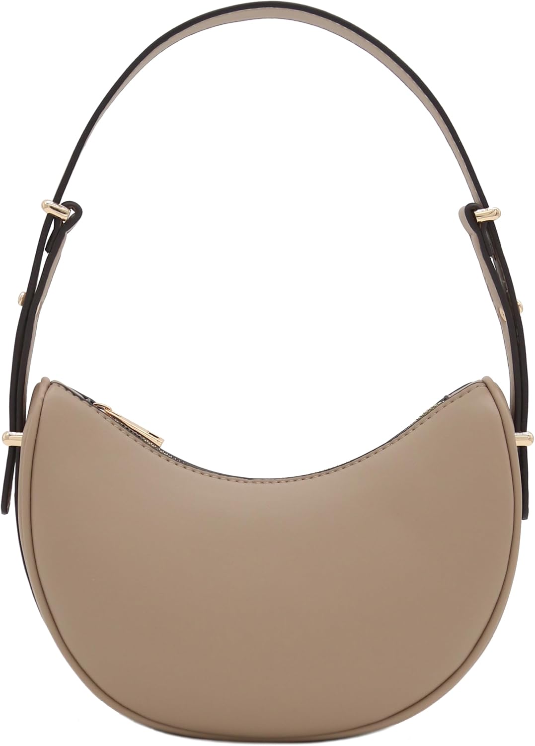 Bolso de hombro bajo el brazo de cuero sintético suave con forma de media luna pequeña 